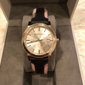 Burberry Haymarket Check Brown Leather Watch 38mm